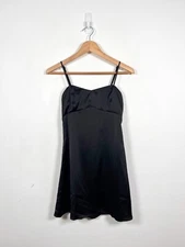 Light Before Dark Dress Size XS Black Satin Bella Bow Tie Mini Slip Party Short