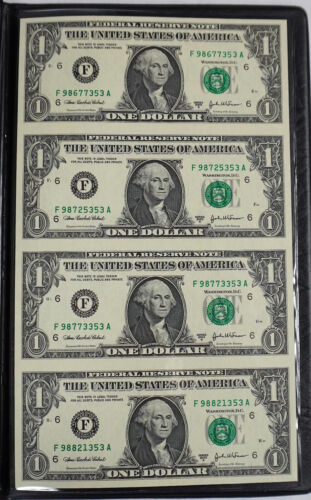 WORLD RESERVE MONETARY EXCHANGE - UNCUT SHEET OF 4 - 2003A $1 NOTES - Picture 2 of 5