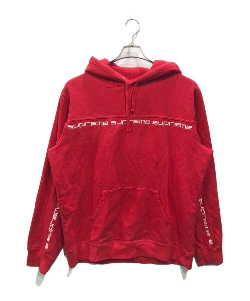 Sweat à capuche rayé texte suprême L