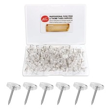 Push Pins 200-count Flat Clear Thumb Tacks Steel Point 0.63 inch, Clear-200