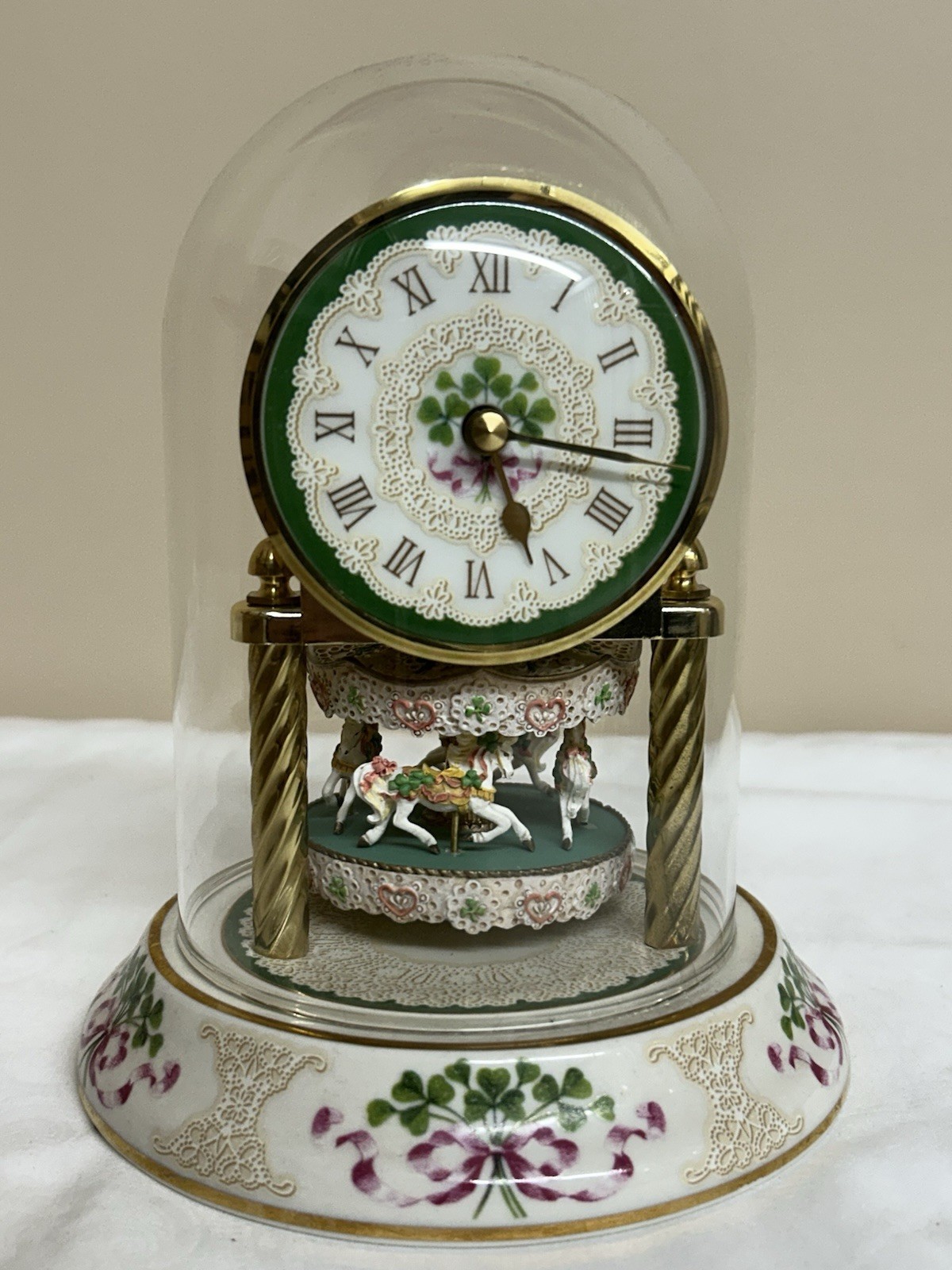 【てぃんくる】てぃんかーべる 20th anniversary clock er The Franklin Mint Anniversary Carousel Clock Dentzel Porcelain