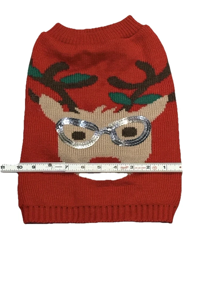 Christmas Simply Dog Medium Dog Christmas Sweater Rudolph Sequined Petholiday - Image 4 of 4
