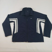 Nike Girl s Large L Blue White Full Zip Windbreaker Jacket Youth Size 12-14
