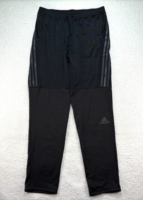 Adidas Running Joggers Mens Large Black 3-Stripes Logo Tapered Track Pants