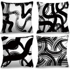 Black and White Striped Throw Pillow Covers 18x18 Inch Decorative Geometric A...