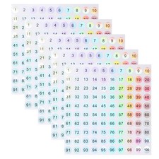 Aruicheng Small Round Number Stickers - 1-100, 5 Sheets 0.4'', As Shown