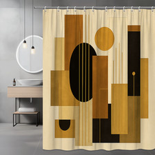 Modern Geometric Black and Gold Shower Curtain for Stylish Bathrooms