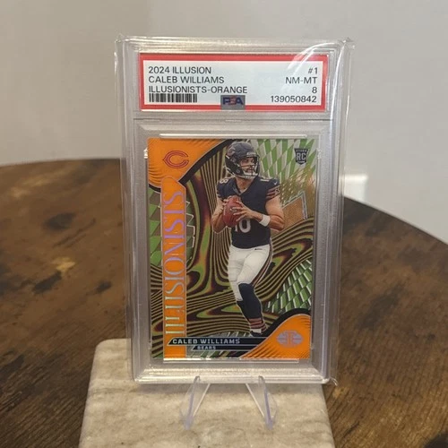 2024 Panini Illusions  Caleb Williams RC - Clear Orange Illusionists #1 PSA 8