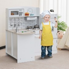 Kids Corner Kitchen Playset Wooden Cooking Toy Play Kitchen Pretend-White