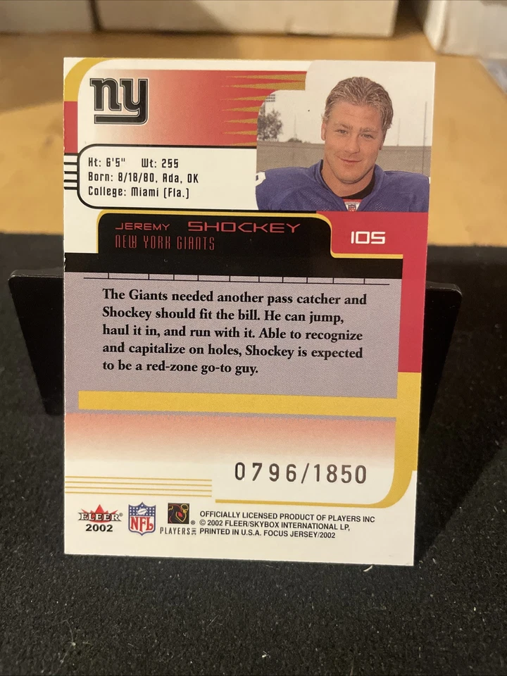 2002 Fleer Focus Jersey Edition - Jeremy Shockey #796/1850 (RC) - Image 2 of 2