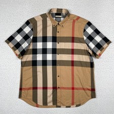 Burberry Brit Shirt Mens XXL Nova Check Luxury Short Sleeve Button Down EUC