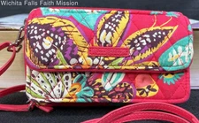 Vera Bradley RFID All In One Crossbody Organizer Card Wallet Retired Red Rumba