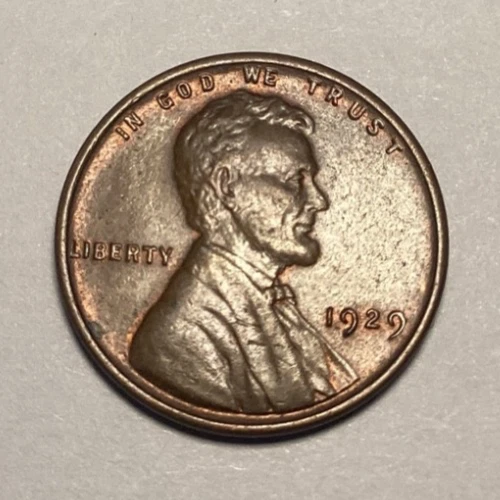 1929 1C Lincoln Wheat Cent. AU+++++, RB color! Old US Penny
