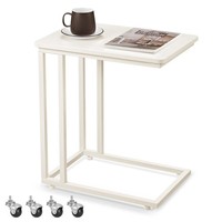 Beistelltisch Mit Rollen Vasagle C-Form 35X50X60 Cm Cremeweiß Metallgestell