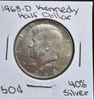 1968-D Kennedy Half Dollar 50C 40% Silver Circulated Coin Denver