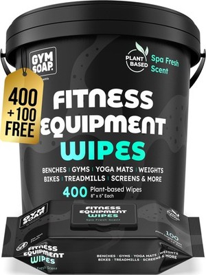 Gym & Yoga Mat Cleaner Wipes, Plant Based  500 Gym Equipment Wipes to Clean E...