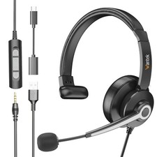 Wantek Wired USB Headset with Noise-Cancelling Microphone, In-Line Controls, PC