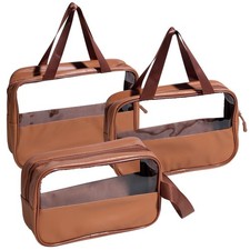 NVTED 3PCS Clear Hanging Travel Toiletry Bag, Cosmetic Bags Set Waterproof Tr...