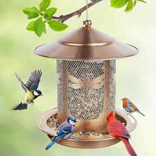 Bird Feeders for Outdoors Hanging, Metal Bird Feeder with Large Roof, Wild Birdf