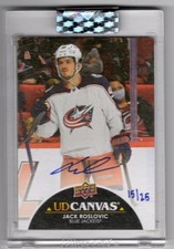 2021-22 UPPER DECK CLEAR CUT UD CANVAS BLUE AUTO JACKETS - JACK ROSLOVIC 15/25