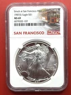 1987 (S) NGC MS69 $1 Silver Eagle Struck At San Fransico Trolley Label