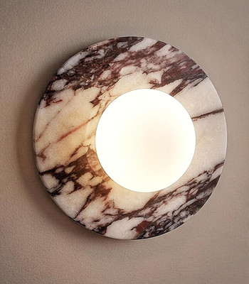 Calacatta Viola Marble Wall Sconce - Elegant 7.8  Alabaster Light Fixture