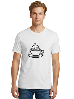 Android-In-Teacup-1 Mens Graphic Tee, 100% Cotton, Casual Summer Wear