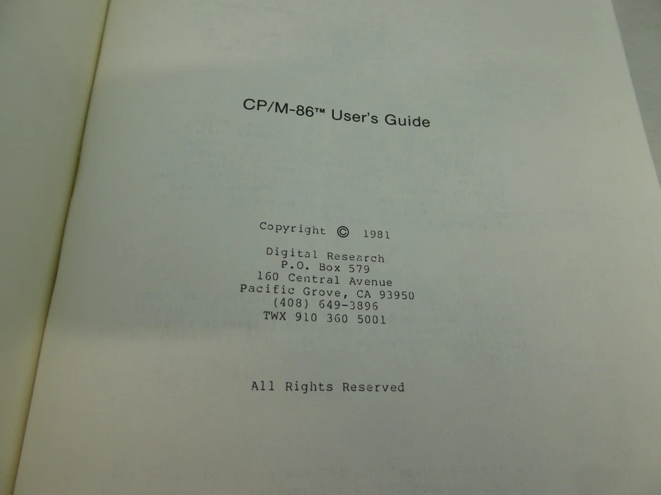 CP/M-86 Operating System User's Guide Digital Research 1981 Manual - Image 2 of 4