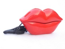 TELEMANIA MODEL LIPS NOVELTY BRIGHT-RED LIP-SHAPE LANDLINE TELEPHONE PUSH BUTTON