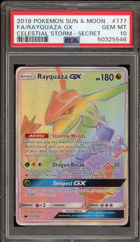 Pokemon Rayquaza GX Celestial Storm Secret Rare Full Art #177 PSA 10 Gem Mint