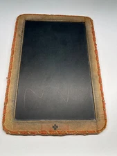 Antique Primitive  Hand Held Slate Chalkboard Wood & Leather / Rope Edge 13"x 9"