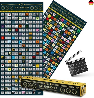 BESUCHE DEN GOODS+GADGETS-STORE GOODS+GADGETS Top 250 Movie Bucket List Scratch Poster XXL - Rubbel Filme