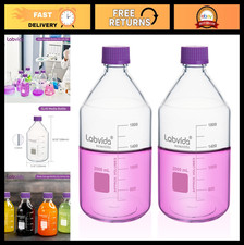 2pcs 2000ml Glass Round Media Storage Bottles - Borosilicate with Screw Cap, Pur