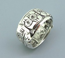 Vintage Sterling Silver Aztec Motifs Tribal Design Band Size 9