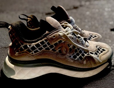 Size Chanel Velvet Calfskin Mixed Fibers Sneaker Black W