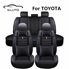 Car Seat Cover Full Set 5Seat Front Rear Protector Cushion W/Headrest For Toyota