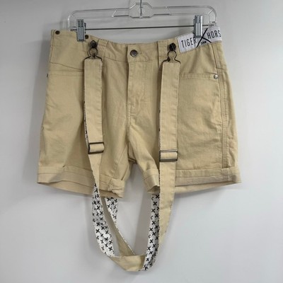NWT Tiger Horse Lucas Camel Short Mens 32 Beige Mid-Rise Removable Straps