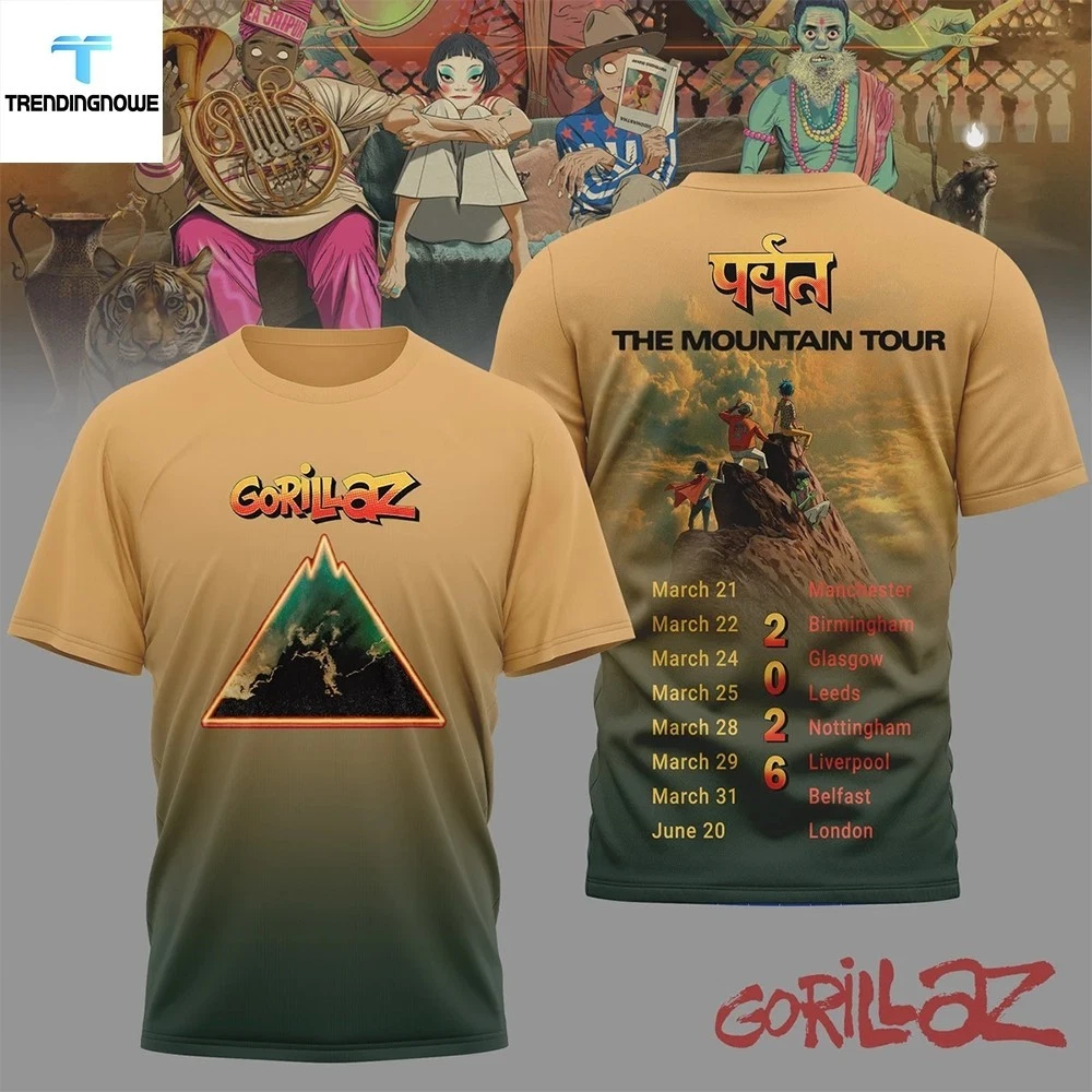 Gorillaz The Mountain Tour Graphic 2026 Shirt 3D