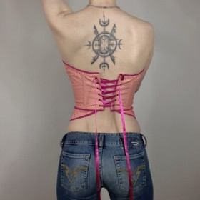 Ann Summers Corset 8 S Peach Purple Lingerie Croptop Lace Up Sexy Lolita y2k