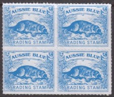 Platypus design AUSSIE BLUE TRADING STAMPS - Block of 4 - Great Value