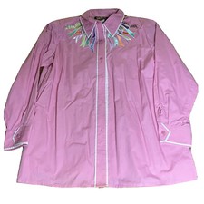 NOS NWT Vintage Bob Mackie Wearable Art Pink Button Up Shirt Women  s Large Bows