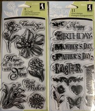 New Inkadinkadoo 19 Clear Acrylic Stamps Happy Days Birthdays Holidays Cards
