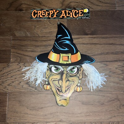 Christopher James Witch Face Wooden Beistle Halloween Cutout CRAZY ALYAC