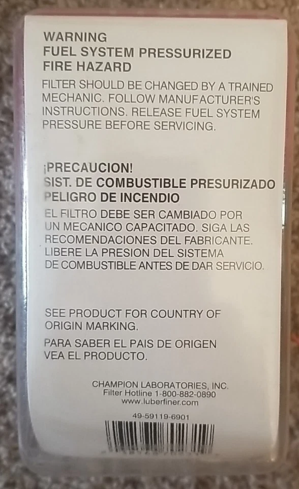批量 5 件 FF4511 G645 燃油过滤器 Luber Finer G 645 1997 - 2005 Chev GMC Olds — 第 3/3 张图片