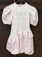 Vintage Girl's Dorissa International Nicole Dress Pink Lace Rhinestones USA - 6