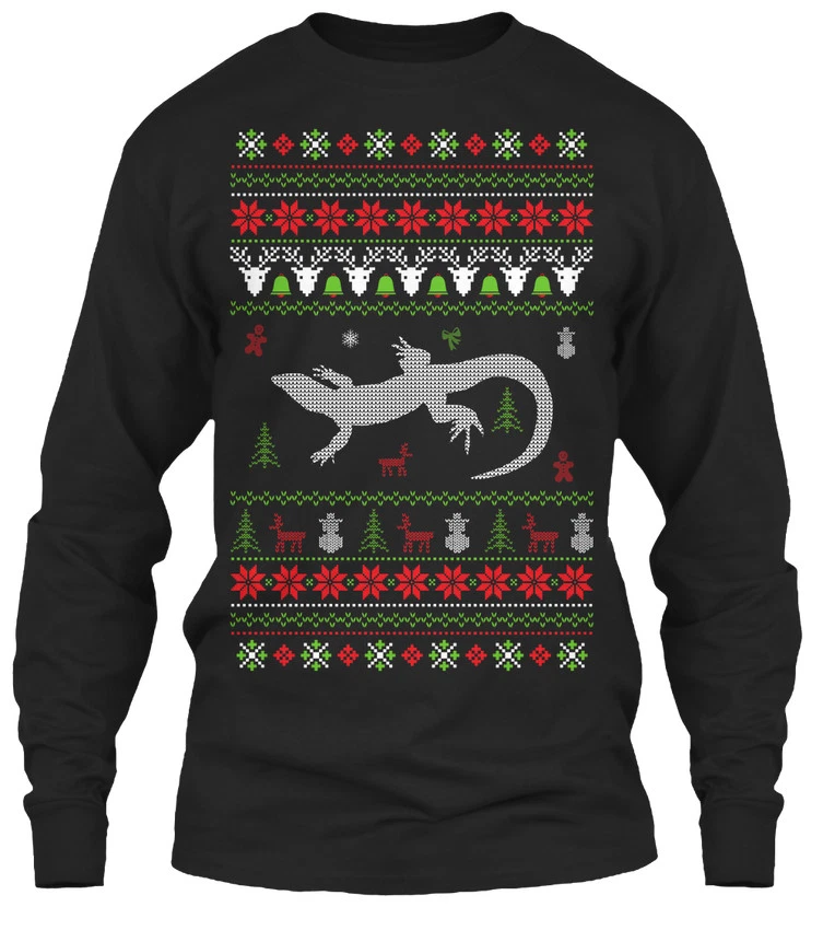 Soft Lizard Ugly Christmas Sweater Gildan Long Gildan Long Sleeve