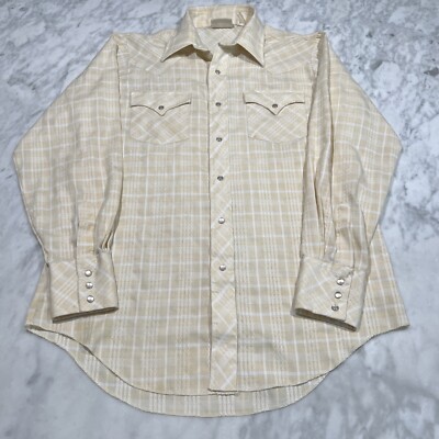Vintage Dan River DR Westerns Shirt Men s Size Large Sleeve Pearl Snap Plaid