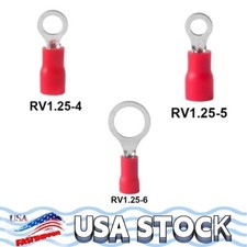 Red Wire Ring Terminals Vinyl Insulated 22-16 AWG Crimp Connectors M4-M6 Stud