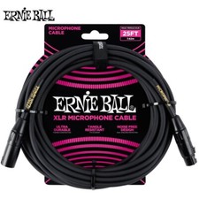 Ernie Ball 6073 25FT Male XLR to Female XLR Ultra Durable Microphone Cable Black