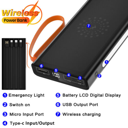 1000000mAh USB Power Bank 4 USB Portable External Battery Backup Fast Charger - Afbeelding 1 van 12